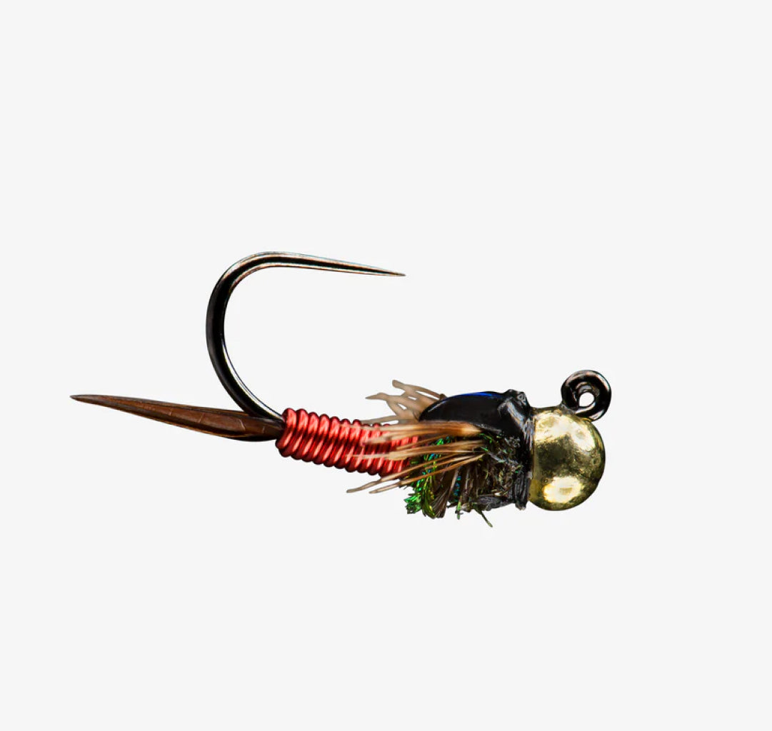 beaded fishing lures Copper John Jig, Gold Tungsten Bead Red / #12