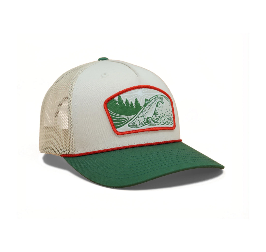 Casey Underwood Riffle Rider Trucker Hat - Beige Green with Red Rope