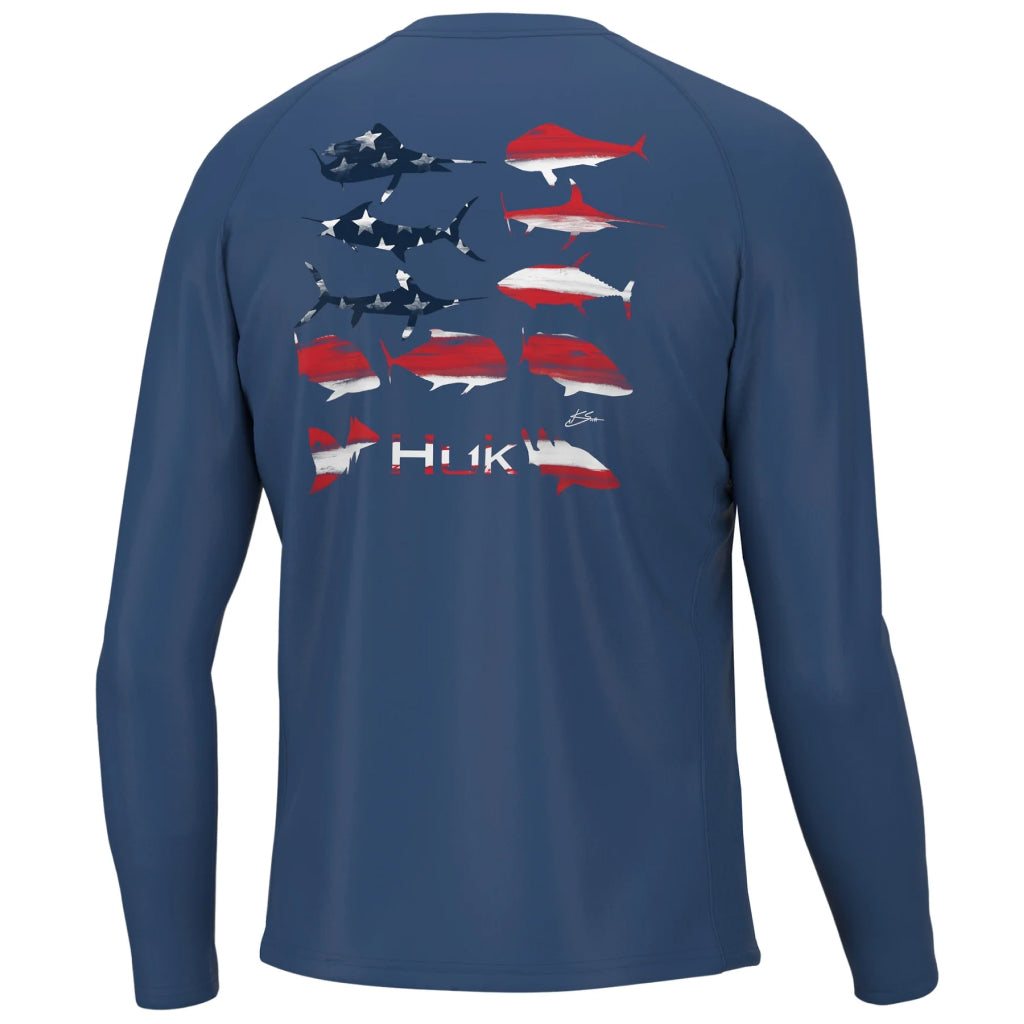 Huk Men's Set Sail Pursuit KC Flag Fish Long Sleeve Shirt