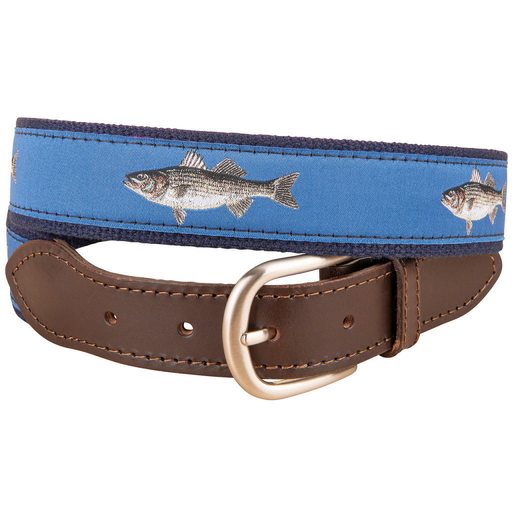 Belted Cow Striped Bass Leather Tab Belt