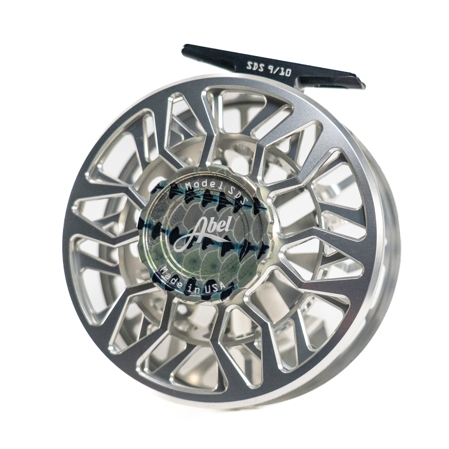 9/10 fly reel Custom Abel SDS 9/10 Fly Reel - Platinum with Striper Drag Knob