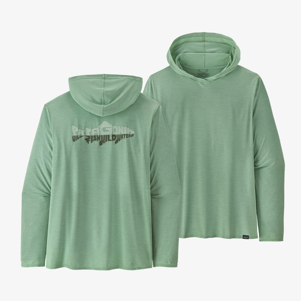 Patagonia Men's Capilene Cool Daily Graphic Hoody - Relaxed L / Wild Waterline: Tea Green X-Dye