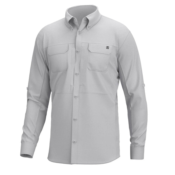 Huk Men's A1A Woven LS Shirt - Overcast Grey - XL