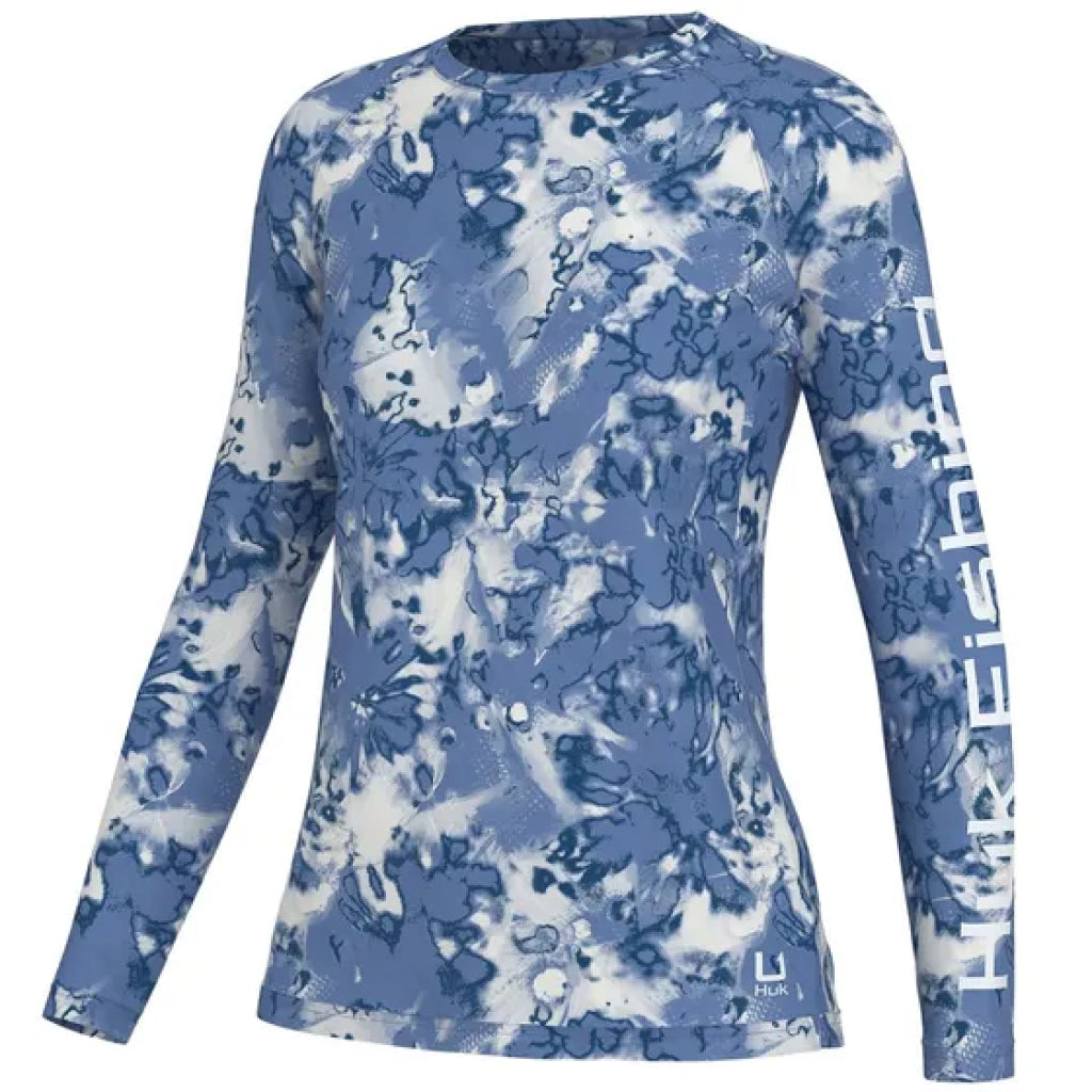 Huk Womens Pursuit Long Sleeve Shirt Brackish Fill | Coral Reef / XS