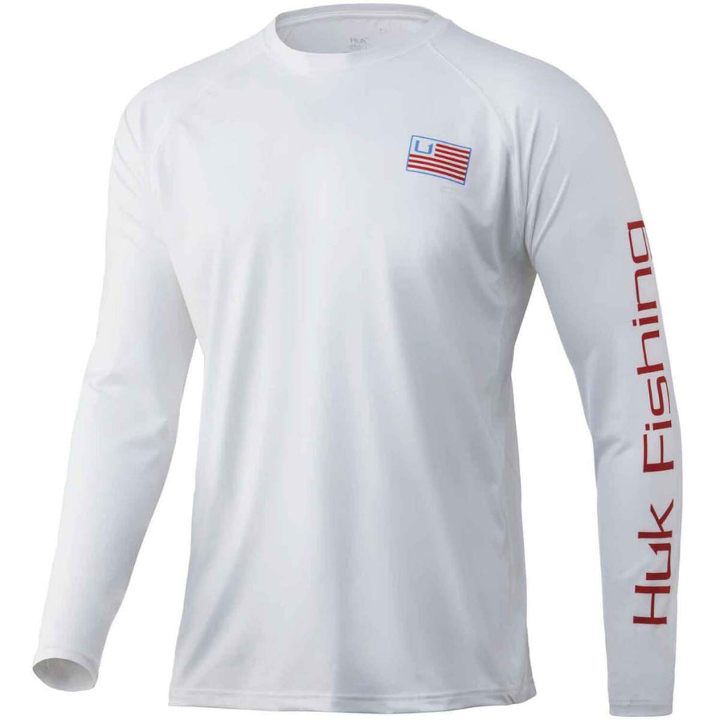 Men's Huk and Bars Pursuit Long Sleeve T-Shirt Large White