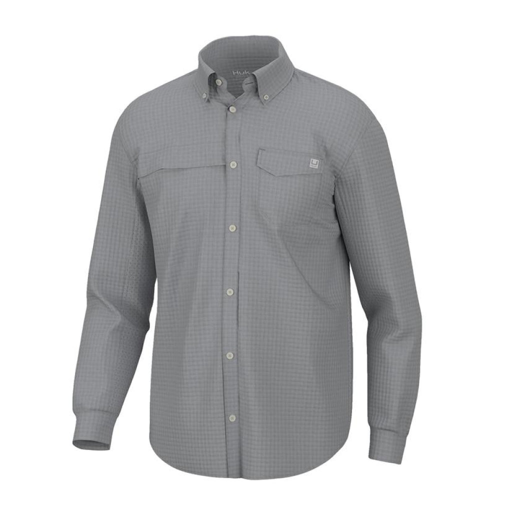 Huk Tide Point Break Long-Sleeve Minicheck Shirt - Men's Harbor Mist M