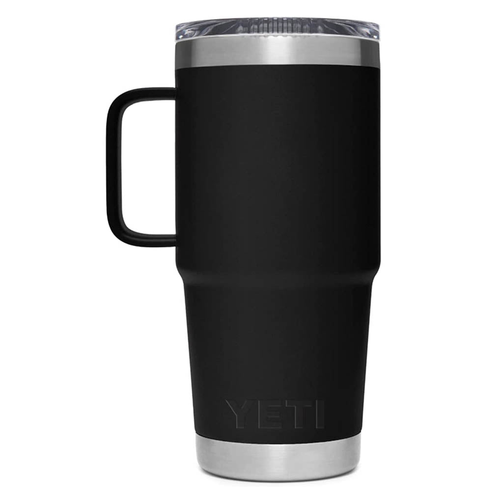 REAL YETI 20 Oz. Travel Mug With Stronghold Lid Laser Engraved Black  Stainless Steel Yeti Rambler Vacuum Insulated YETI 